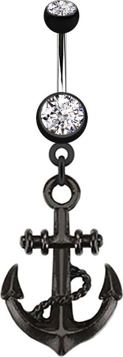 Actual product image Star Piercing Banana silver with black anchor (without brass, Surgical steel 316L)
