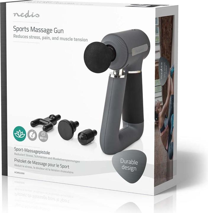 Image du produit Nedis Pistolet de massage sportif à piles Construit en Lithium Ion Rechargeable 6 modes de massage U