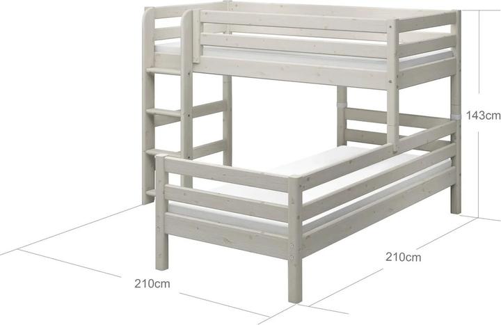 Actual product image Flexa Medium height combi bed Classic with straight ladder (90 x 200 cm)