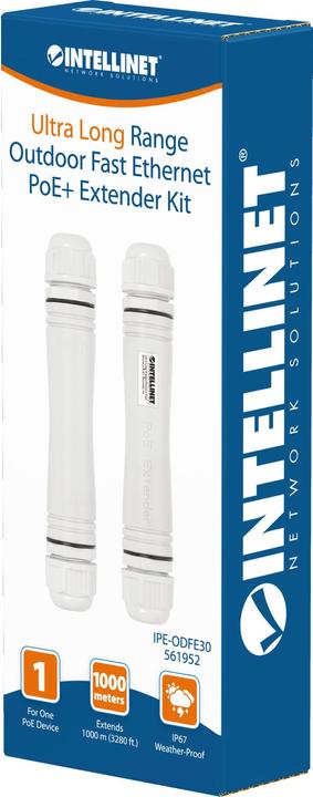 Actual product image Intellinet Ultra Long Range Outdoor Fast Ethernet PoE+ Extender Set