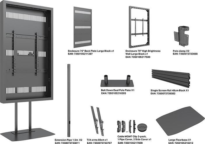 Image du produit Multibrackets Stele ohne Monitor, Portrait, schwarz, 75"/9284