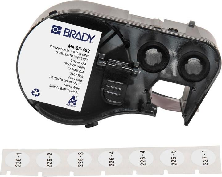 Produktbild Brady M4-83-492, FreezerBondz II(TM), Polyester, Schwarz auf weiss, 12.53 mm Deckeletikett, permane