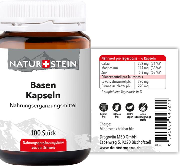 Nährwerte und Zutaten Naturstein Basen (100 Stück, Kapseln, 181 g)