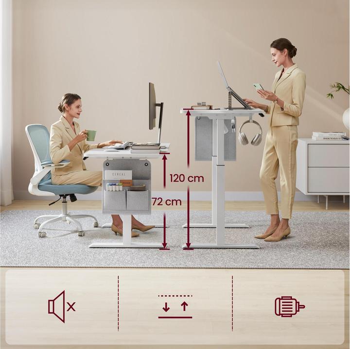 Image du produit Songmics Piètement de table avec plateau 120 x 60 cm, réglable en hauteur (120 x 60 x 120 cm)