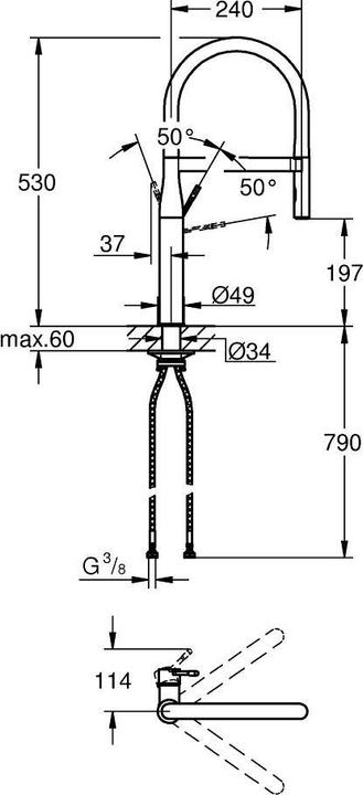 Immagine prodotto Grohe Miscelatore da cucina con bocca flessibile Essence in grafite dura spazzolata 30294