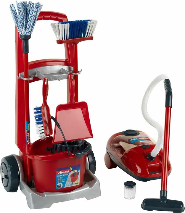 Theo Klein Vileda broom cart + vacuum cleaner