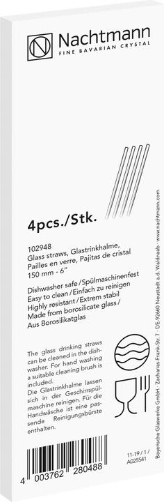 Actual product image Nachtmann Glass drinking straw short Set/4 with brush (4 x)