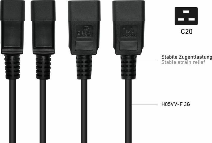 Actual product image Kabelmeister Power extension C20 to C13 black 5 m (5 m, C19, C20)