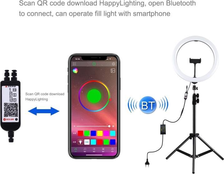 Image du produit Puluz PKT3050EU Lampe vidéo selfie RGB 30cm (éclairage annulaire)