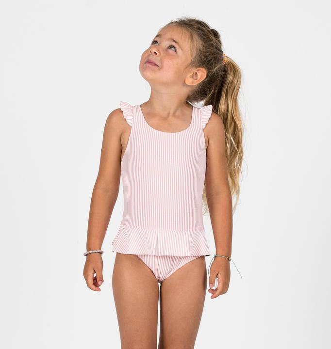 Image du produit Nabaiji Maillot de bain 1 pièce jupette Bébé / Fille - rayé rose et blanc (86)