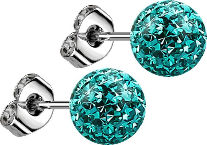 Produktbild Star Piercing Ohrstecker silber mit Kristall Kugel türkis Epoxy Schutzschicht (Chirurgenstahl 316L, ohne Messing)