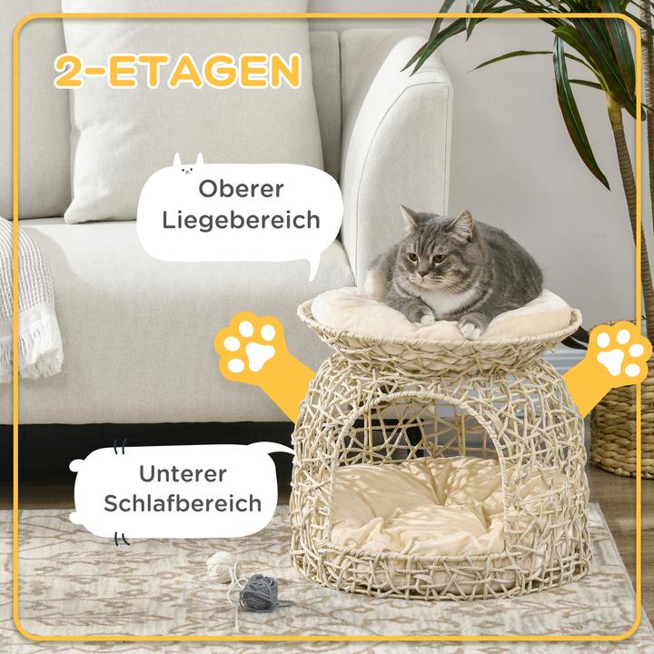 Actual product image PawHut Rattan cat basket with cushion (Cat)
