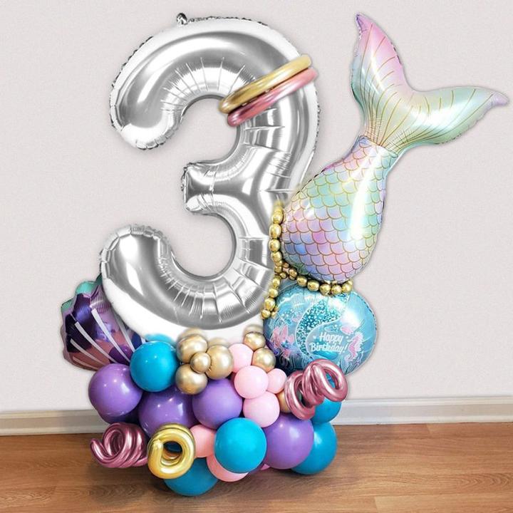 Actual product image Hermex Mermaid Balloon Set Birthday Balloon Mermaid Set Number