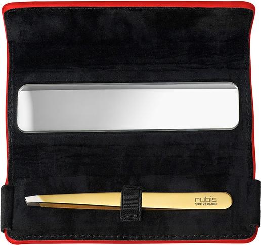 Produktbild Rubis Pinzette Shiny mit Etui, schräg, gold