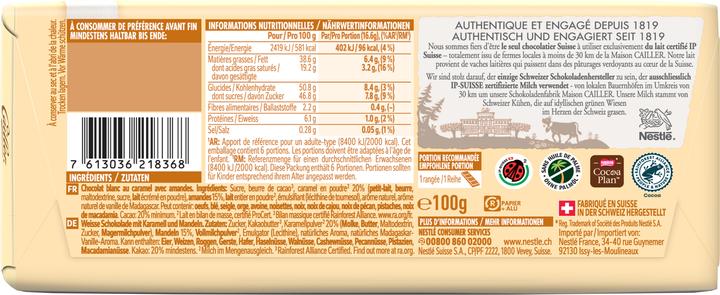 Image du produit Cailler Tablette Chocolat Blond avec Amandes (100 g)