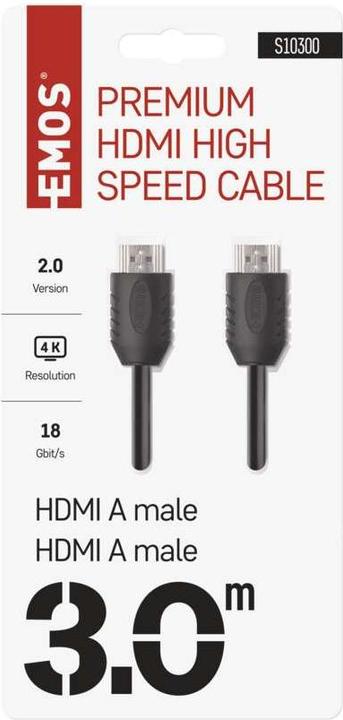 Produktbild Emos High Speed HDMI Kabel 2.0 A Stecker – A Stecker 3m (3 m, HDMI)