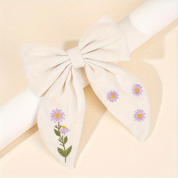 Produktbild Activity Board 1pc niedliche Blume Stickerei Schleife Haarspange, gemischte Farbe, Polyester, Mode (1 Stk.)