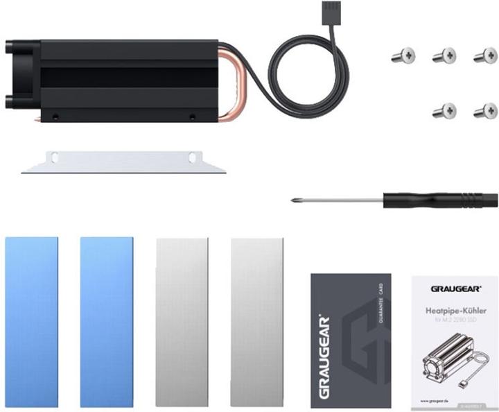Image du produit Graugear Dissipateur thermique SSD M.2NVMe 2280, avec ventilateur PWM (34 mm)
