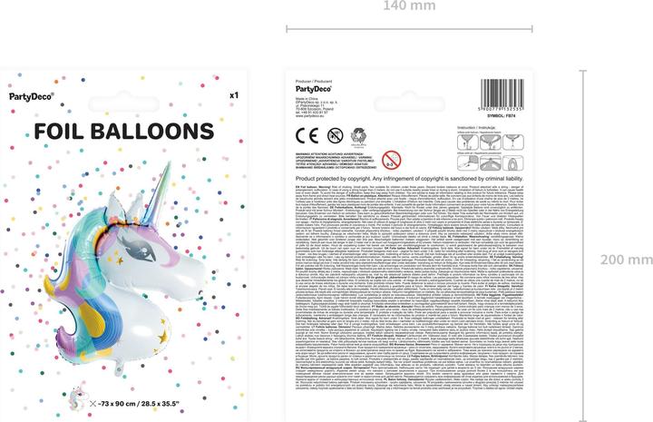 Image du produit Partydeco Ballon Licorne Multicolore (1 x)