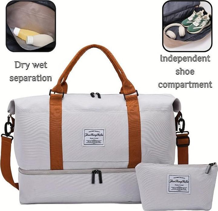 Only-Bags.Store 2tlg. Reisetaschenset mit Kulturbeutel, grosse Kapazität Crossbody Weekender Overnight Bag (55 l)