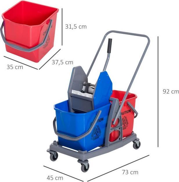 Produktbild Swisshandel24 Putzwagen Reinigungswagen Wischwagen mit 2 Eimern Systemwagen mit 4 leichtgängigen Rollen Metall+PP (1 Stk.)