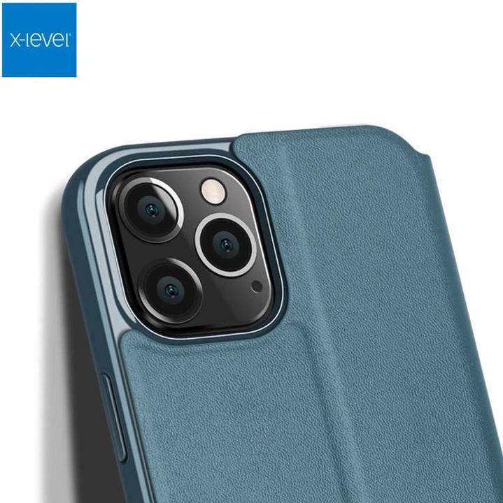 Immagine prodotto X-Level iPhone 12 / 12 Pro - FIBColor Flip Etui, Kunstleder, 360° Rundumschutz, Dunkelgrün (Apple iPhone 12 Pro, Apple iPhone 12)