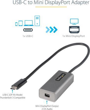 Image du produit StarTech Adaptateur USB C vers mDP (USB-C, 30.60 cm)