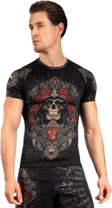 Produktbild Venum Santa Muerte 5.0 Short Sleeve Rashguard Deep Black Gold (XL)