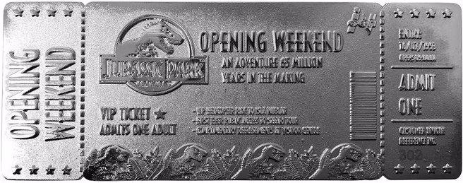 Actual product image Fanattik Jurassic Park: Opening Weekend VIP Ticket (silver plated) 1/1