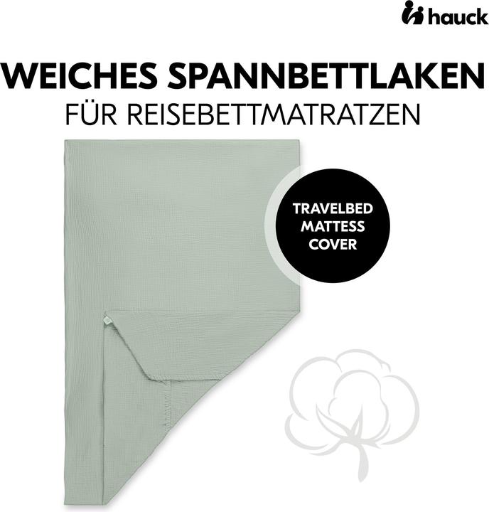 Actual product image Hauck Travel Bed Mattress Cover Sage (120 x 60 cm)