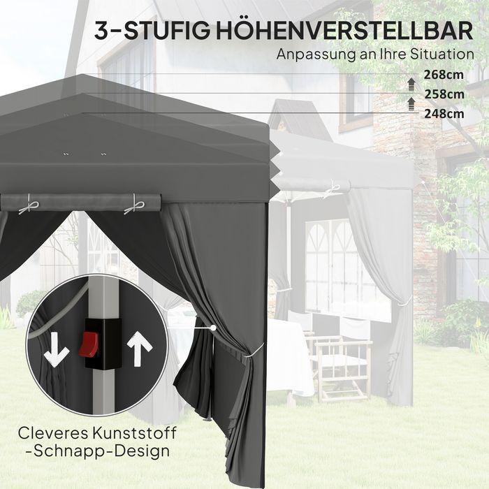 Actual product image Swisshandel24 Faltpavillon 2,5x2,5m, wasserabweisend, mit 4 Seitenteilen, Dunkelgrau (250 cm, 250 cm)