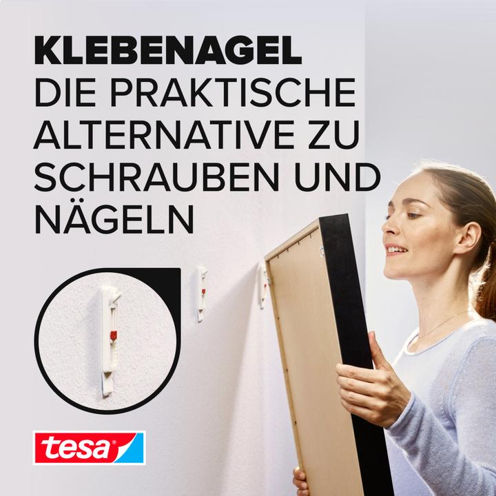 Produktbild tesa Klebenagel für Tapete & Putz, 1kg Halteleistung, höhenverstellbar, spurlos ablösbar