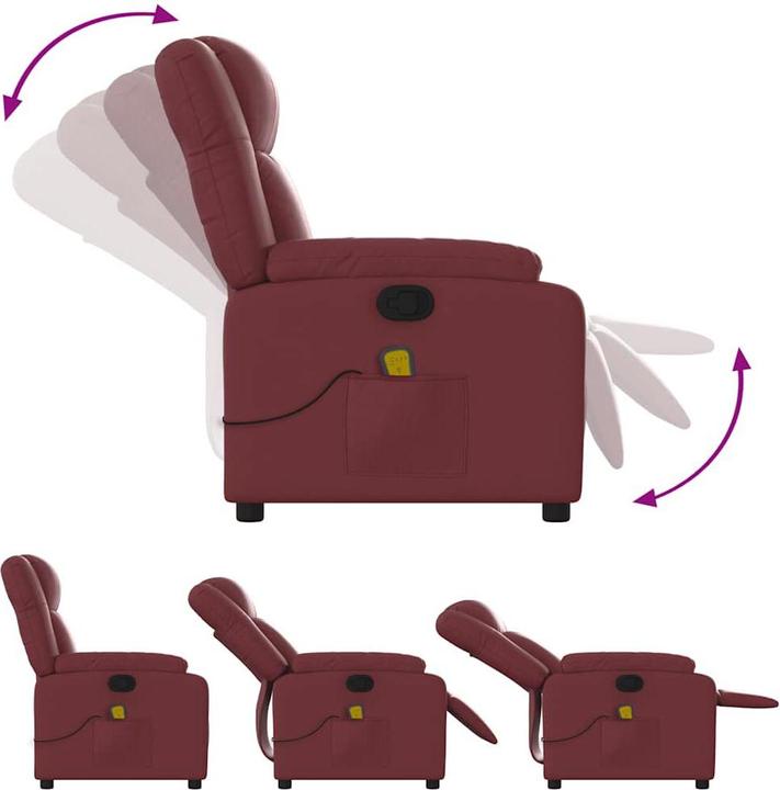 Image du produit VidaXL Fauteuil de massage vin rouge similicuir,Couleur : vin rouge,Matériaux