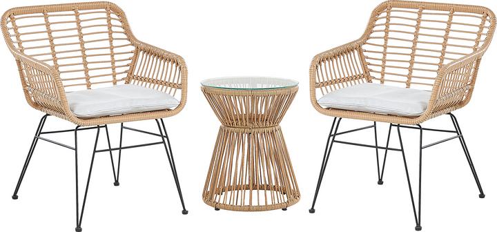 Image du produit Beliani Set de balcon en rotin naturel 2 chaises Revêtements gris clair TRESTINA (40 cm)