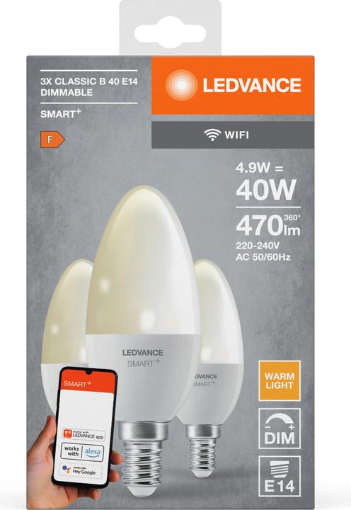 Image du produit Ledvance Smart+ Lecture (E14, 4.90 W, 470 lm, 3 x, F)