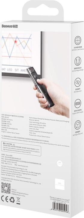 Actual product image Baseus Orange Dot Wireless Presenter (Red Laser)(Charging) Grey
