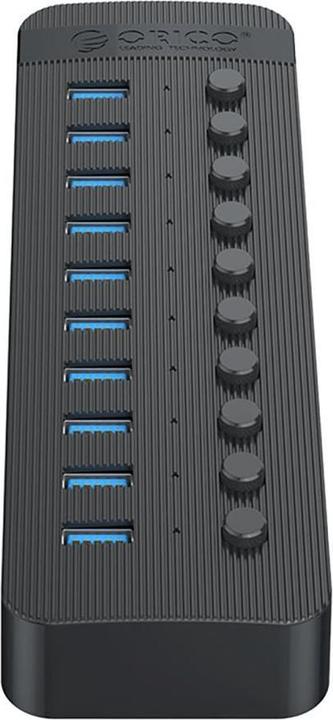 Actual product image Orico Converter CT2U3-10AB 10x USB-A 3.0 Hub with Switches - Black (USB-A, 10 Ports)