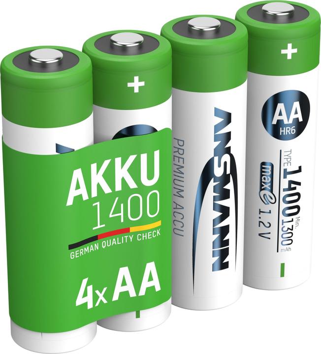 Ansmann Batteria NiMH Mignon AA tipo 1400 (min. 1300 mAh) maxE (4 pz., AA, 1400 mAh)