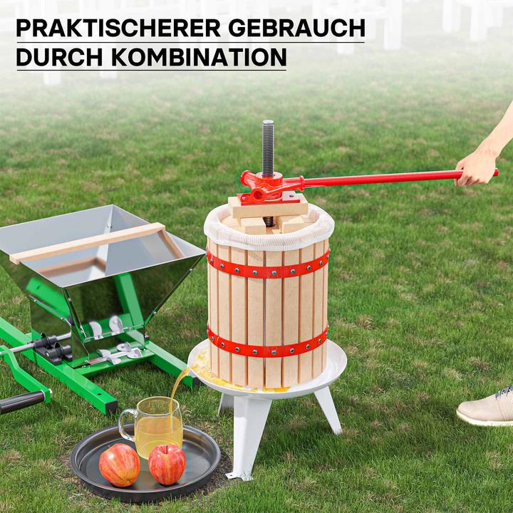 Immagine prodotto Wiltec Set 18L pressa per frutta Panno per la stampa Mulino per frutta 7L pressa per vino Spremiagrumi