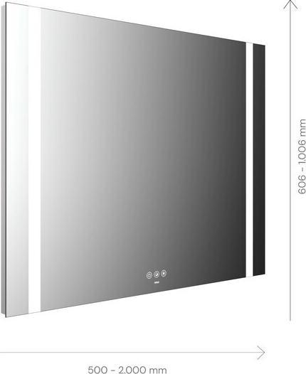 Produktbild Emco MI 500+ LED-Lichtspiegel, zwei Lichtausschnitte seitlich, Touch-Bedienfeld, Breite 1800mm, 1101 (180 x 16 cm)