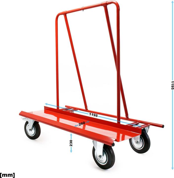 Produktbild Wiltec Plattenkarren Transportwagen Plattenwagen Transporthilfe Trockenbau Rolle (800 kg)