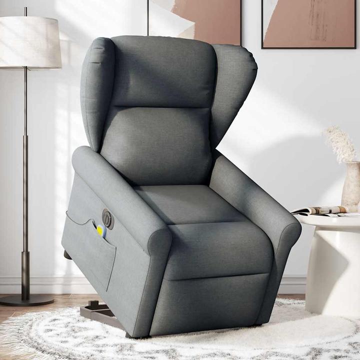Produktbild VidaXL Elektrischer Massagesessel mit Aufstehhilfe Dunkelgrau Stoff