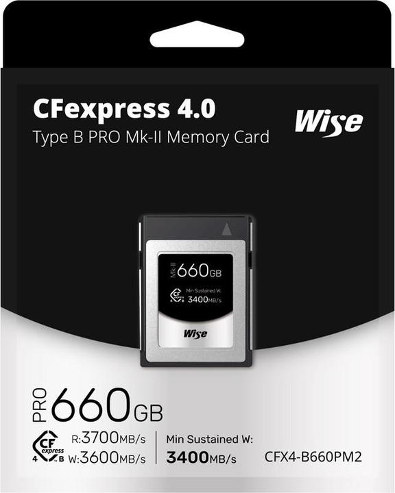 Produktbild Wise CFexpress 4.0 Type B PRO 660GB MK-II WI-CFX4-B660PM2 (660 GB, CFexpress Typ B)