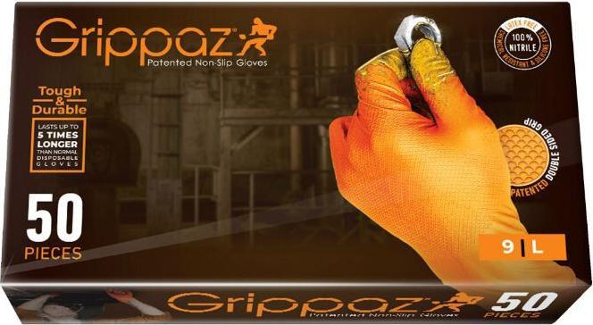 Actual product image Grippaz 246 Orange nitrile gloves 50 pieces O (M)