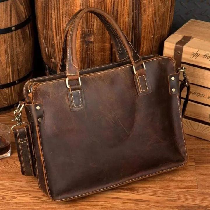 Actual product image Only-Bags.Store Leather Briefcase, Leather Messenger Bag, Laptop Bag