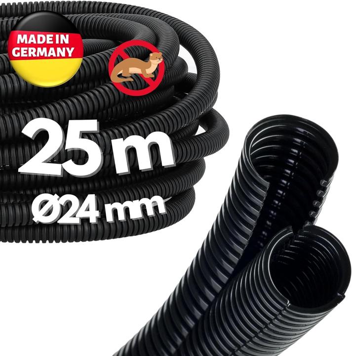 Produktbild Kalitec 25 Meter Wellrohr Twin NW 26 I Wellschlauch zweiteilig I Solarwellrohr I Marderschutzrohr I (2500 cm)