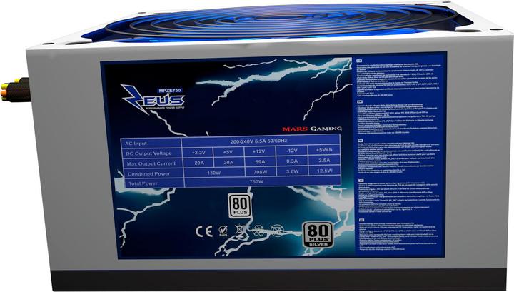 Actual product image Mars Gaming Zeus power supply unit Black, Silver (750 W)