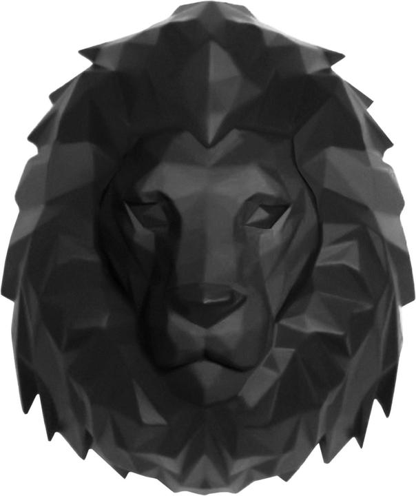 Actual product image present time Wall decoration origami lion, black, 1 piece (30.5 x 36 cm)