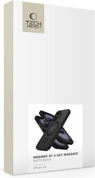 Produktbild Tech-Protect MagMat Magsafe 3er-Set iPhone 16 Hülle - Mattschwarz (Apple iPhone 16)