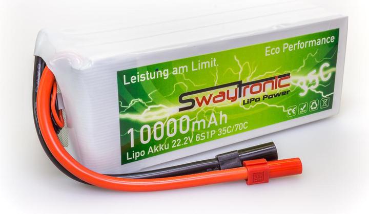 Immagine prodotto Swaytronic LiPo 6S 22.2V 10'000mAh 35C/70C XT150 (22.20 V, 10000 mAh)